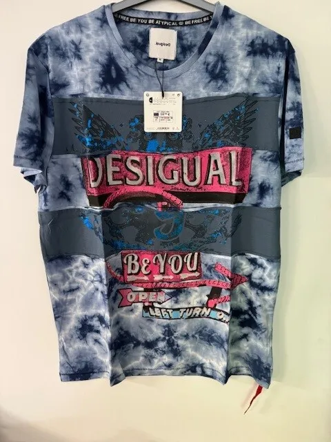 Desigual Men's Logo T Shirt, Multicoloured, XL, New