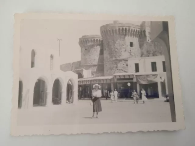 RHODES Old Town Lady Posing Real Found Vintage Old Photo Snapshot GREECE VTG ORG