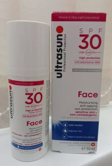 NEW ~ Ultrasun Face Moisturising Anti Ageing SPF30 Sun Protection 50ml