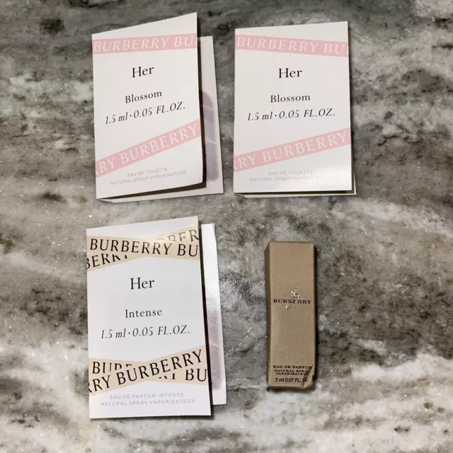 Burberry Perfume Collection Sample Lot Of 4 Her Blossom Intense & My Burberry