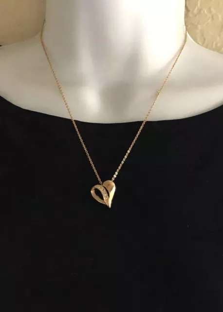 PRINCESS HOUSE HEART with Crystals Pendant Necklace on Gold Tone Chain ...