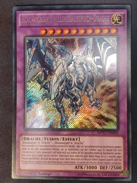 Blauäugiger Zwillingsausbruch Drache 1. Auflage Neu! Secret Rare Yugioh Deutsch