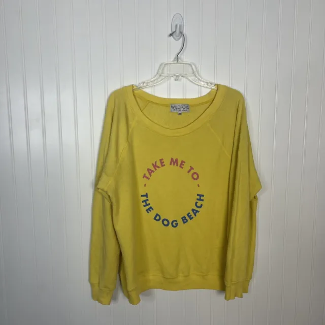 wildfox sweatshirt Medium Yellow Take Me To The Dog Beach Pullover Long Sleeve