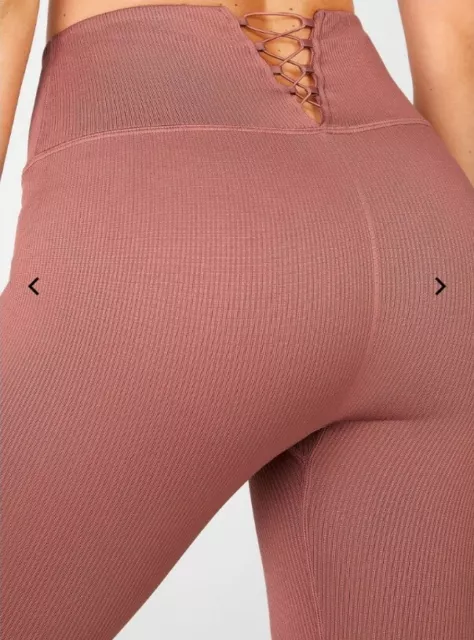 FABLETICS HIGH WAISTED seamless lace up leggings gym cherry mocha
