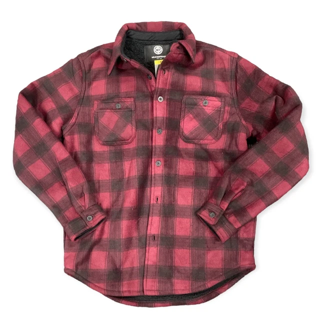 WP Weatherproof Mens Button Down Sherpa Lined Work Shirt Jacket M Tawny Port Red