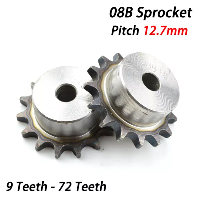 #40 08B Chain Drive Sprocket 9T - 60T Pitch 1/2" 12.7mm Sprocket Wheel A3 steel