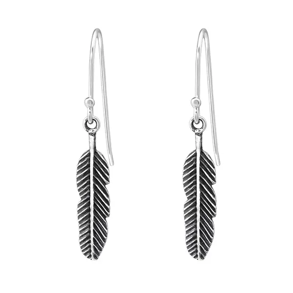 Feder Ohrringe  925 Sterling Silber  Boho Indianer Gothic Damen  Indianerschmuck