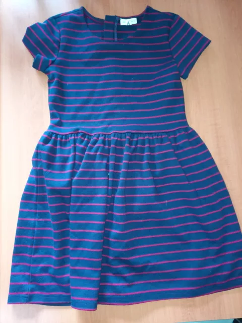 Pumpkin Patch dress size 10 girls navy with red stripes and rear rip closure