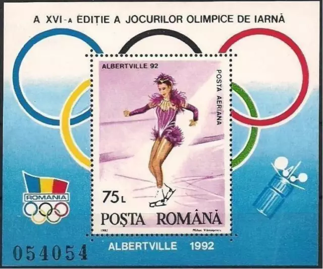 Romania 1992 Winter Olympic Games Sports Skating Olympics m/s MNH