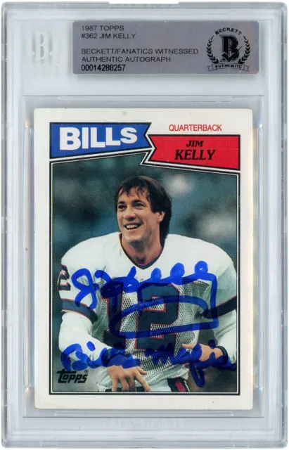 Jim Kelly Buffalo Bills Signed 1987 Topps 362 BAS Fanatics Rookie Card w/Insc
