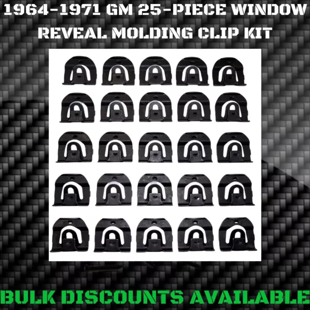 1964-1971 GM A BODY Rear Window Front Windshield Molding Trim Reveal Clips GM