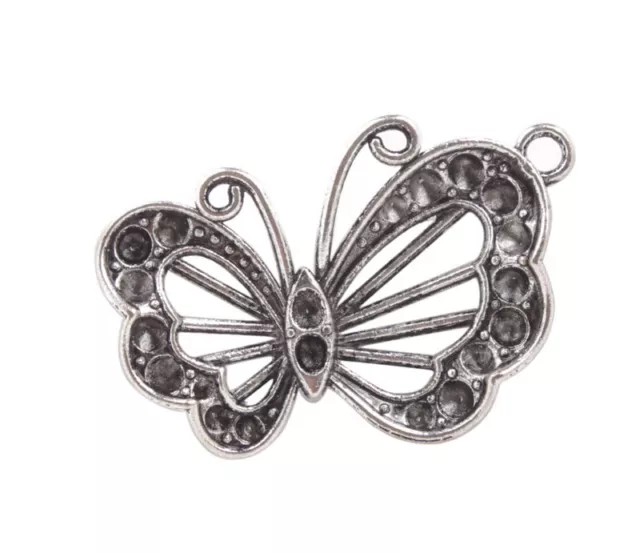 10PCS Antiqued Silver Butterfly Charm Pendants