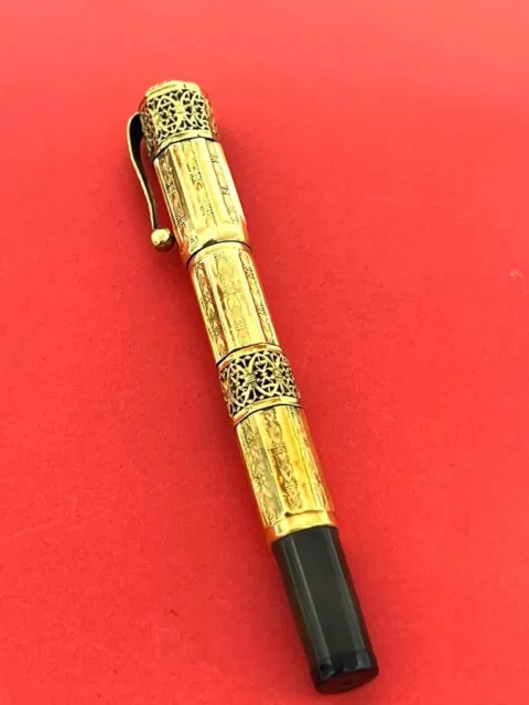 Araldica (by Montegrappa?) vintage 1930 gold overlay & chisel fountain pen...