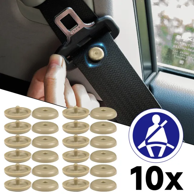 10 x Car Seat Belt Stopper Clip Adjuster Buckle Beige Button Fastener Universal