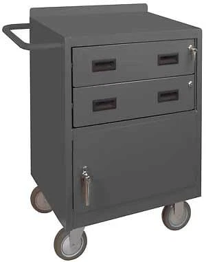 Durham 2201-95, 24" Wide, 2 Drawer Mobile Bench Cabinet, 24"x18"x36.5"