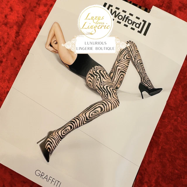 Collants Wolford Luna Tights - Taille S Noir Dentelle, Neuf Avec étiquettes
