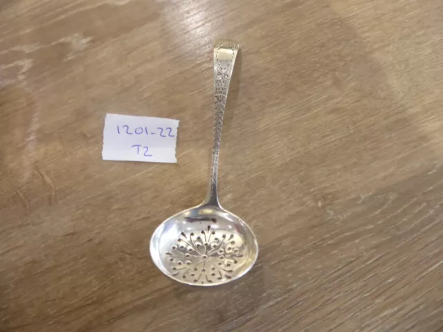 Bright Cut Antique Solid Sterling Silver  Sugar Sifter Spoon. Dates 1910