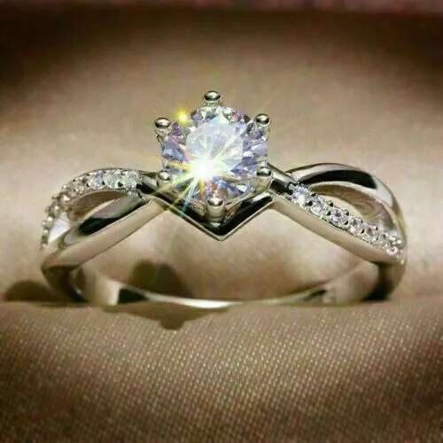 Anello di fidanzamento nuziale con diamante simulato a taglio rotondo da 2...
