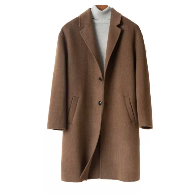 Quality Mens Winter Slim Stylish Trench Coat Long Jacket Overcoat Woolen Outwear