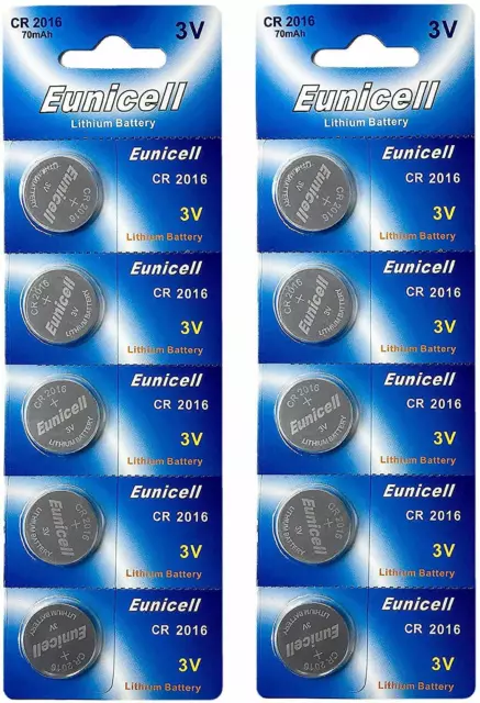 ENVOI SOUS SUIVI EUNICELL 10 PILES CR2016  DL 2016 2016 3V Lithium