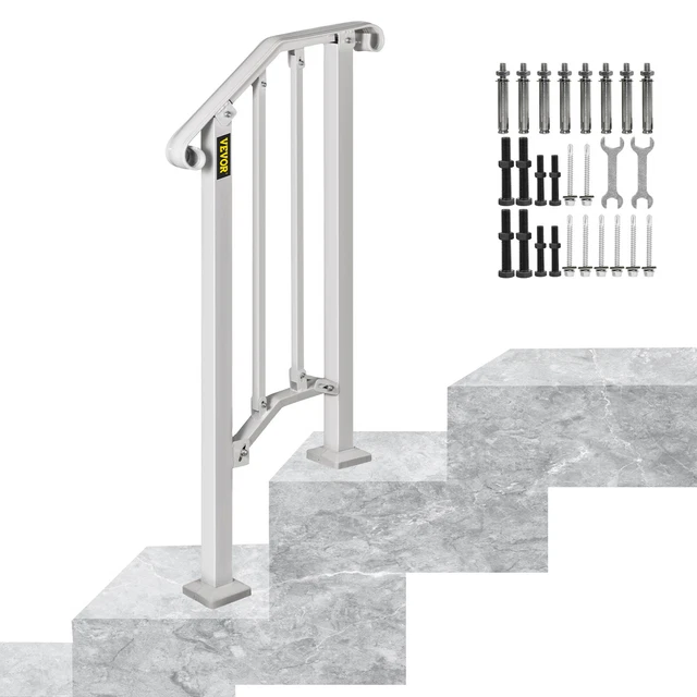 Rampe D’escalier VEVOR En Fer Forgé Noir Mat Pour 2-3 Marches – Kit Complet Avec Vis Et Boulons