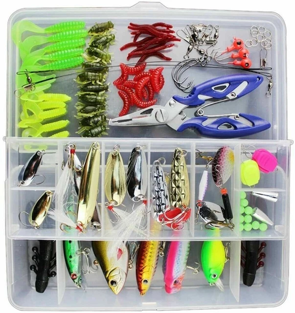 Leurres de Peche Kit Appats 120pcs Spinnerbaits Plastique vers Minnow Popper FR
