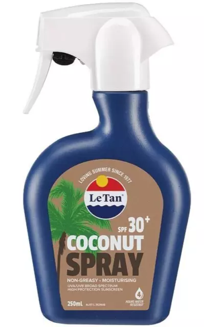 Le Tan SPF 30+ Coconut Sunscreen Spray 250m LeTAN Trigger Spray Bottle 3