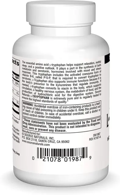 Source Naturals L-Tryptophan mit Coenzym B-6 500mg 60 Tabletten, Stimmungsentspannung 2