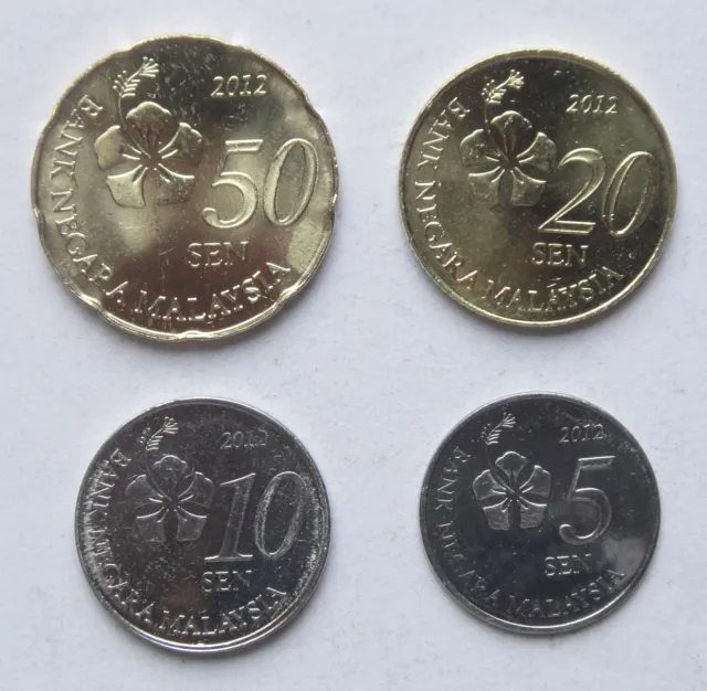 Malaysia Coins Set of 4 Pieces New Edition 2012 UNC