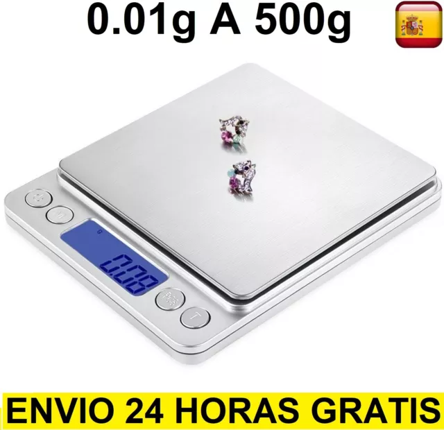 Peso Bascula Balanza digital 0.01-500g  de precisión profesional pilas incluidas