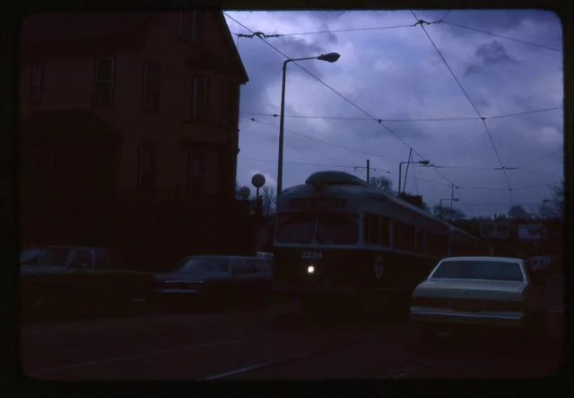 Trolley Slide - Boston MBTA #3226 PCC Streetcar 1979 Jamaica Plain Night