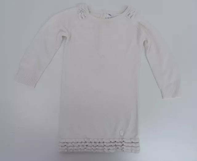 Baby Dior Mädchen Wollstrick Pullover Kleid Alter 24 M cremefarben Langarm