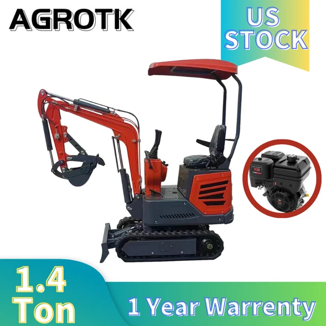 AGROTK 1.4 Ton B&S LCT Gasoline Engine Mini Excavator Rubber Track Excavator