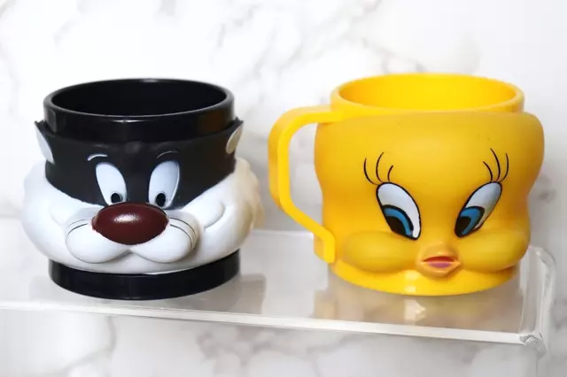 SYLVESTER & TWEETY Michielan Gelateria MUGS Job Lot 3D Plastic Cup LOONEY TUNES