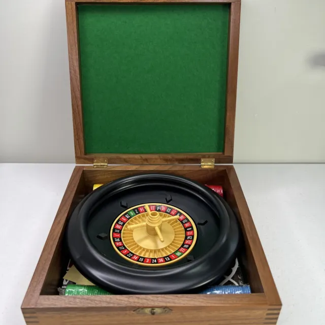 Drueke Games Roulette Set w/ Wheel, 5 Metal Balls, Betting Board, and Chips