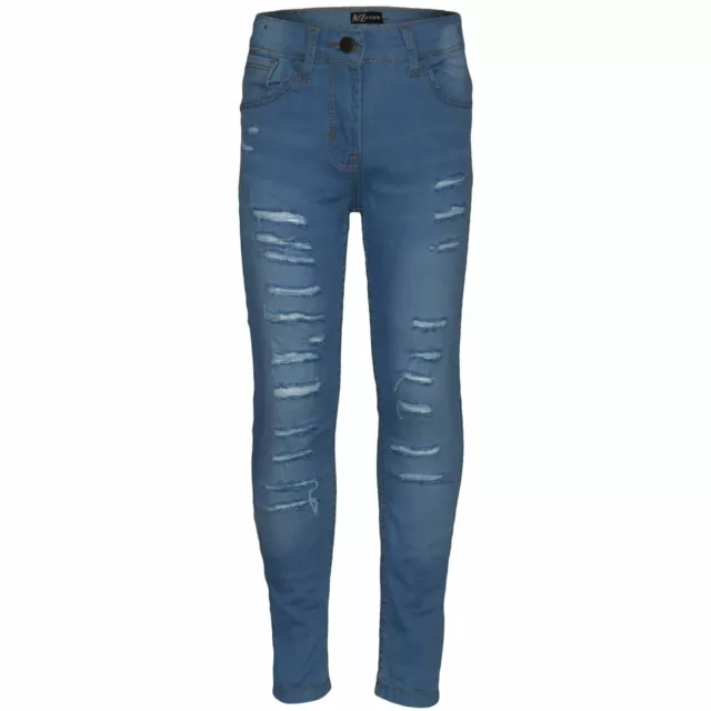 Jeans elasticizzati bambina denim blu chiaro strappati pantaloni sbiaditi sbiaditi jeggings