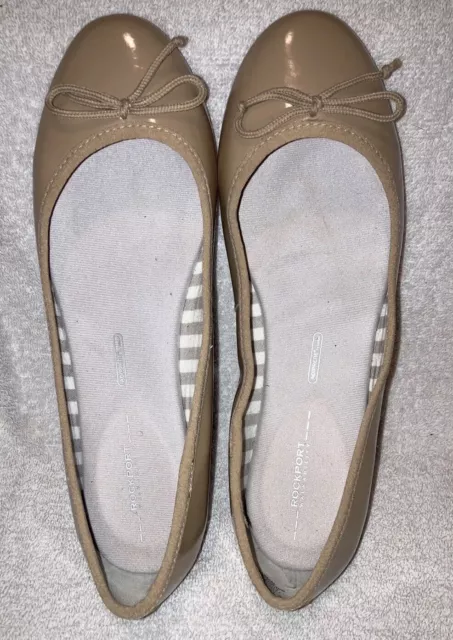 Rockport Walkability Womens Tan Slip On Ballet Flats Bow Accent Size 8