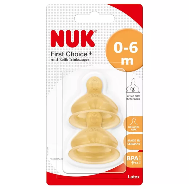 NUK First Choice+ Latex-Trinksauger Größe 1, 0-6 Monate (2er Pack)