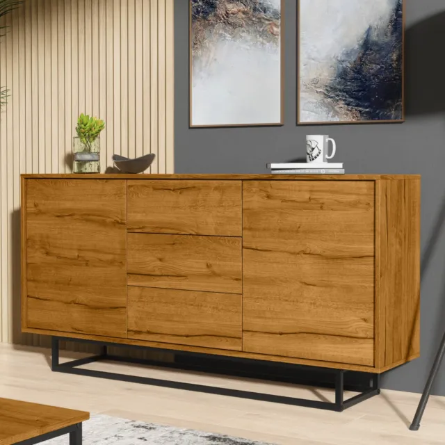 Loft Retro Industrial Sideboard Vintage Oak Cabinet Cupboard Chest of Drawers