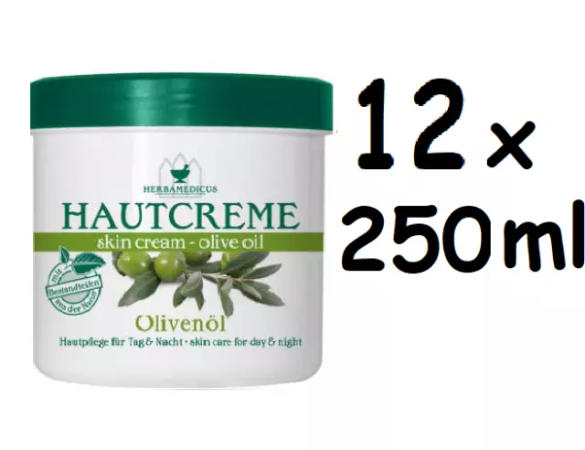 7,67Eur/L) 12x Herbamedicus Olivenöl Feuchtigkeit Tag Nacht Creme, 12x 250ml