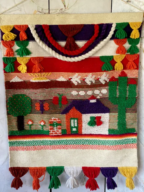 Authentic Decorative Colorful Mexican Wall Rug 36x 47