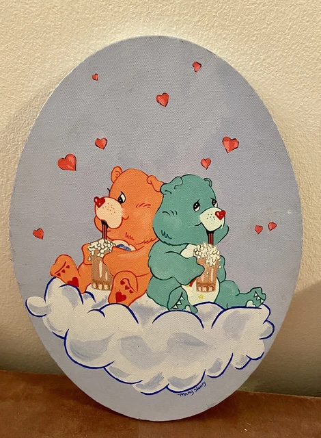 Care bears Canvas Hand Painted.    Vintage Wall Art