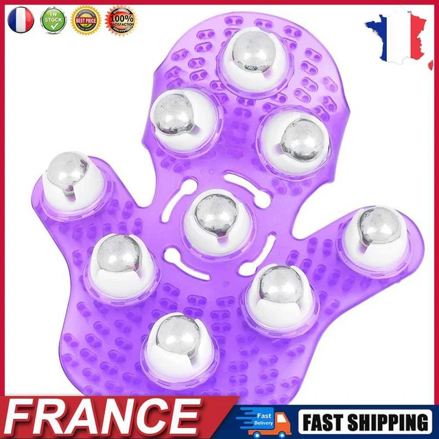 Roller Ball Body Massage Glove Anti-cellulite Relax for Back Neck (Purple) fr