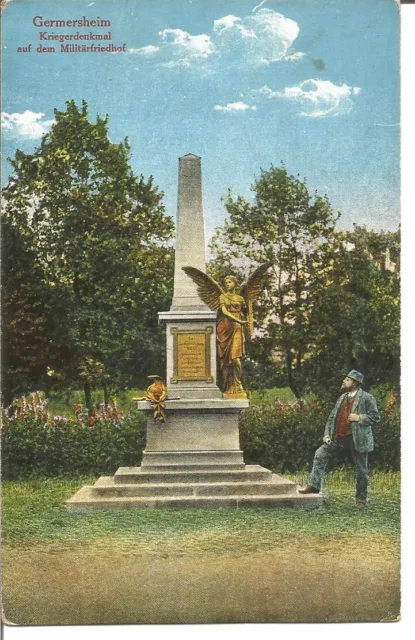 AK Germersheim, Kriegerdenkmal auf dem Militärfriedhof Feldpost WK I 1917
