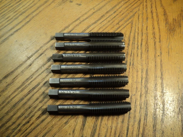 Vintage Greenfield Taps Tool No. 1/2 13 NC Taper  7 Used   1 Heavy Duty  USA