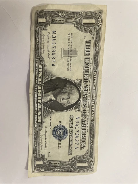 Series 1957 Silver Certificate $1 One Dollar Note N34173437A Series A
