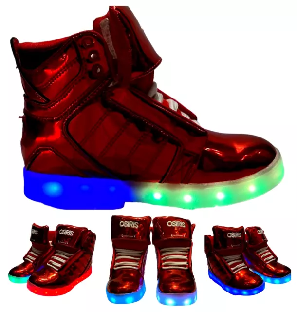 OSIRIS KIDS SHOES Maroon Light Up Rechargeable Size 13 3.17