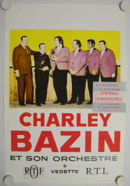 Affiche CHARLEY BAZIN Accordéon Orchestre Années '50 '60