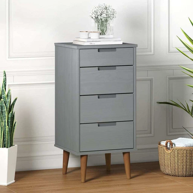 vidaXL Cassettiera MOLDE Grigia 40x35x82 cm in Legno Massello di Pino