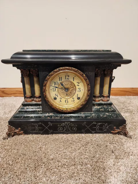Seth Thomas Mantle Clock 4 Piller Antique Vintage Shelf Clock